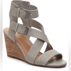 Crown Vintage Lillee Grey Sandal Wedge Heel